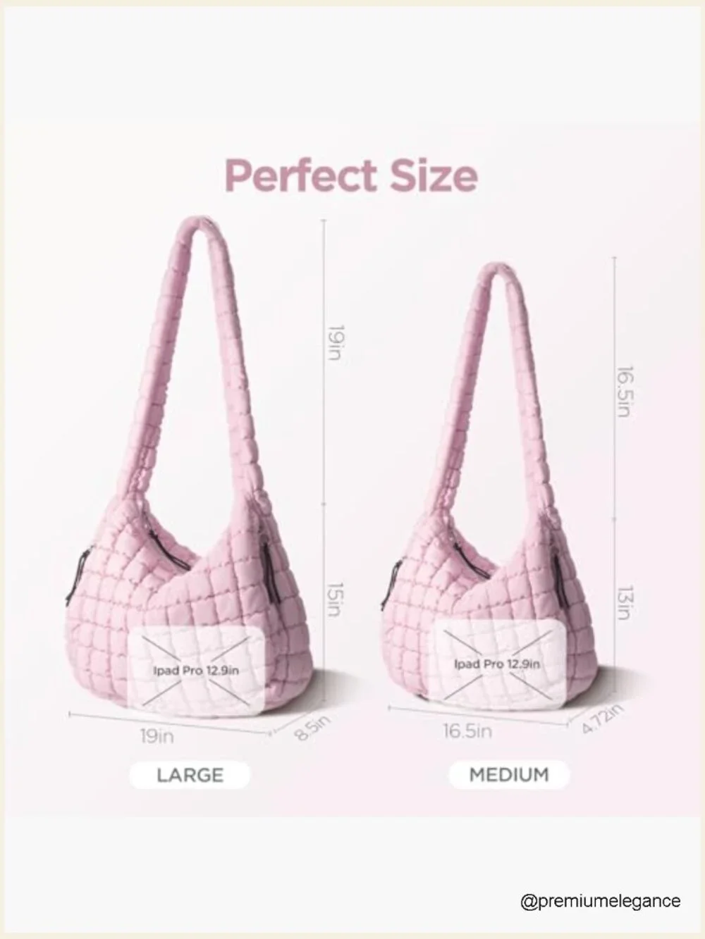 Large Quilted Puffer Tote Bag with Pockets Crossbody Hobo
